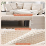 [VIDEO]107'' Sectional Sleeper Sofa Bed with Pull Out Couch, L-shaped with Adjustable Armrest, USB&Type-C Charging, Free Movement Storage Ottoman, Free Combination for Living Room&Apartment, Chenille