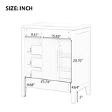 30" Bathroom Vanity without Sink, Cabinet Base Only, Bathroom Cabinet with Drawers, Solid Frame and MDF Board, White