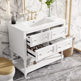36" Bathroom Vanity Cabinet with Sink Combo Set, Undermount Ceramic Sink, Free Standing Vanity Set with 4 Drawers, Solid Wood Frame Bathroom Cabinet, Black