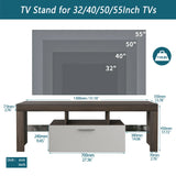 20 minutes quick assembly brown simple modern TV  stand with the toughened glass shelf Floor cabinet Floor TV wall cabinet Brown + whiteTV bracket  with LED Color Changing Lights for Living Room