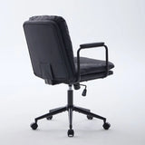 Office Chair,Mid Back Home Office Desk Task Chair with Wheels and Arms Ergonomic PU Leather Computer Rolling Swivel Chair with Padded Armrest,The back of the chair can recline 40° (Black),SW1741BK