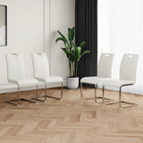 Modern Dining Chairs with Faux Leather Padded Seat Dining Living Room Chairs Upholstered Chair with Chrome Metal Legs Design for Kitchen, Living, Bedroom, Dining Room Side Chairs Set of 4