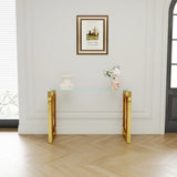 Console Table Stainless Steel Glass,Meal side table Golden Clear  bs-02