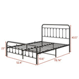 Metal Platform Bed Frame, Victorian Style Headboard/Footboard/Under Bed Storage/No Box Spring Needed/Full Size Black