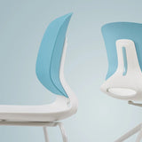 Modern Stacking Chairs Set of 4 in White and Blue with Polypropylene Seat and Fiberglass Reinforced Back, 18.9 x 19.7 x 34.45 Inches