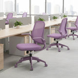 Ergonomic Color Office Chair 500lb (About 226.8kg), Home Office, Mesh Back, Integrated Molded Foam, Comfortable Sitting, Flipping Armrest, Fireproof, Rotating, Lifting Multifunctional Chair (Purple)