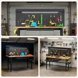 60″ Workbench with Drawers ,Solid Wood Top, 2000 lbs Capacity, Adjustable Height Garage Work Table with Power Outlet, LED Light, Wheels or Leveling Feet