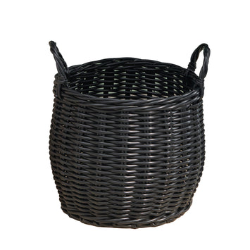 Lucius Round Resin Woven Wicker Basket with Handles - 13