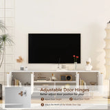 White Modern TV Stand Fluted 68" t, Entertainment Center with Storage Doors, TV Console Media Cabinet,  for 55+ Inch TV, Living Room