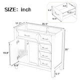 36" Bathroom Vanity without Sink, Cabinet Base Only, Bathroom Cabinet with Drawers, Solid Frame and MDF Board, Black