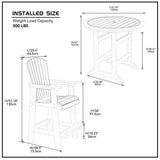 HDPE Patio Bar Table Set High Top Outdoor Table and Chairs Set of 5 Bar Table & Stools Set with Tall Adirondack Chairs Set for 4