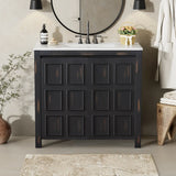 36 " Bathroom Vanity Organizer with Ceramic Sink, Set Bathroom Storage Cabinet, Olive Green(Old SKU:SV000004AAF)