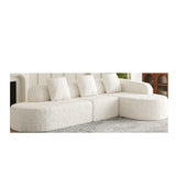 111.8-inch L-shaped curved modular sofa, modern design featuring lychee-textured long-pile polyester fabric, curved backrest with three pillows