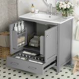 30 Inch Green Bathroom Vanity with Single Sink, Combination Under Counter Sink, Bathroom Storage Cabinet with 2 Doors and a Drawer, Soft Closure, Multifunctional Storage(WF324043)
