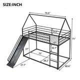 Twin over Twin House Bunk Bed with Ladder and Slide,Black