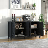 Cabinet with 4 Doors and 4 open shelgves,Freestanding Sideboard Storage Cabinet Entryway Floor Cabinet for Living Room Office Bedroom