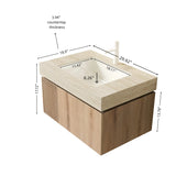 MURI 30" Bathroom Vanity&Sink, Floating Plywood Storage Cabinet with Drawer&Door, Roma Travertine Sintered Stone Top&Ceramic Basin with 1 Pre-drilled Faucet Hole, Pre-assembled, White Oak Woodgrain