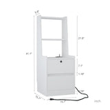 Nightstands Set of 2, with Charging Station, Smart Nightstand with Night Light, Modern Night Stand with Bookshelf, Bedside Tables with Storage Cabinet for Bedroom,White