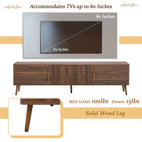Mid Century TV Stand with 2 Drawers, Media Console Table for TVs up to 80'', Entertainment Center with Storage for Living room, Bedroom, Home Theatre