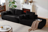 104" Cloud Sectional Sofa with L-Shape Chaise and Side Pockets , Modern Modular Design, Deep Seating, Upholstered Couch for Living Room/Bedroom, No Assembly Required (Plush Fabric), Black,Right