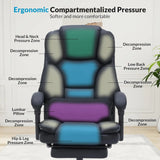 Office Chair with Foot Rest, Executive Office Chair with Arms, Reclining Computer Chair with Wheels and Lumbar Support, PU Leather Comfy Swivel Chair for Home Office