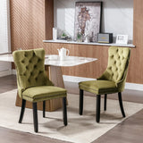 Nikki Collection Modern, High-end Tufted Solid Wood Contemporary Velvet Upholstered Dining Chair with Wood Legs Nailhead Trim 2-Pcs Set,Light Blue, SW2001LB