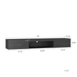 Floating TV Stand Wall Mounted with 16 Color LEDs,63" Modern TV Stand, Floating TV Cabinet Entertainment Center for 55 60 65 Inch TV,Black