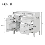 36'' Bathroom Vanity without Top Sink, Modern Bathroom Storage Cabinet with 2 Drawers and a Tip-out Drawer, Solid Wood Frame (NOT INCLUDE BASIN SINK)