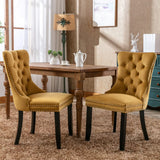 Nikki Collection Modern, High-end Tufted Solid Wood Contemporary Velvet Upholstered Dining Chair with Wood Legs Nailhead Trim 2-Pcs Set,Light Blue, SW2001LB