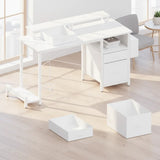 47.3"office desk with power outlet,2 Monitor Stands,2 drawers,Side Pocket,Easy to Assemble,Frame stability Reversible,use for home desk, computer desk, game table,White