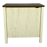 Farmhouse End Table with Charging Station,Night Stand with Barn Door and Drawer, Storage for Bedroom Living Room ,Bedside Table,  Bedside Table Brown+white color