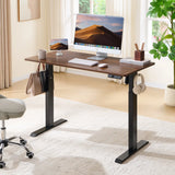 Electric Standing Desk, Adjustable Height Stand up Desk, 24x48 Inches Sit Stand Home Office Desk,Black Frame/Mahogany Top
