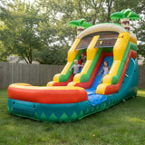 20FT x 10FT Palm Island Tropical Water Slide (2-in-1 Dry/Wet) with Blower