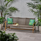 HAMPTON WOOD + WICKER 3 SEATER