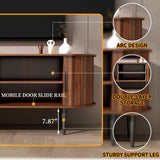 TV Stand, 55" Modern TV Console Table with Storage Compartment and Sliding Door, Gaming Entertainment Center with Cabinet for Living Room, Bedroom, Office (Walnut)