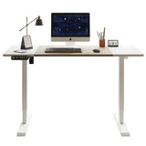 55"×24" White&Oak Electric Standing Desk Height Adjustable Desk for Home and Office Computer Table Gaming Desk Modern Lift-up Desk
