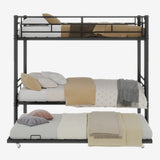 Heavy-duty Sturdy Meta Twin over Twin Bunk Bed/l/ Noise Reduced/ Safety Guardrail/No Box Spring Needed,Black