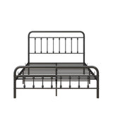 Metal Platform Bed Frame, Victorian Style Headboard/Footboard/Under Bed Storage/No Box Spring Needed/Full Size Black