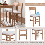 TOPMAX Farmhouse Counter Height 5-Piece Dining Table Set with 1 Rectangular Dining Table and 4 Dining Chairs for Small Places,Brown