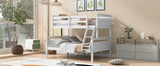 Twin over Full Bunk Bed with ladder, Safety Guardrail, Perfect for Bedroom, White