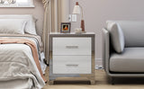High Gloss Mirrored Nightstand with 2 Drawers,Modern End Table with Drawers,Mirrored High Gloss Wood Nightstand Metal Handle Bedside End Table for Bedroom, Dorm,Living Room,White