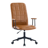 Antique brown PU leather color office chair 2 SETS, with armrest, high backrest, 360 degree swivel , up and down adjustable gaslift,black powder coated frame,five star base, black wheels