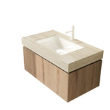 36" MURI Roma Travertine-Pattern Sintered Stone Countertop and Undermount Ceramic Basin with One Standard Pre-drilled Faucet Hole, NO Cabinet, NO Faucet and Sink Cover