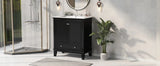30" Bathroom Vanity with Sink Combo, Multi-functional Bathroom Cabinet with Doors and Drawer, Solid Wood and MDF Board, Black