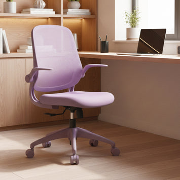 Ergonomic Color Office Chair 500lb (About 226.8kg), Home Office, Mesh Back, Integrated Molded Foam, Comfortable Sitting, Flipping Armrest, Fireproof, Rotating, Lifting Multifunctional Chair (Purple)