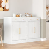 [Assembly Video Provided] TOPMAX Modern Freestanding Kitchen Pantry,Buffet Food Storage, Coffee Bar Cabinet with Drawer, 2 Adjustable Shelves and 2 Door Shelves for Dining, Kitchen, Set of 2, White