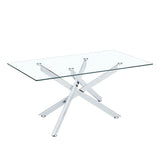 39.37" Rectangular Clear Tempered Glass Coffee Table,Stylish Design with Silver Chrome Plated Metal Legs, Coffee Table for Living Room