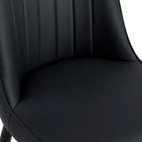 Modern dining chairs, equipped with PU artificial leather backrest cushions and black metal legs, suitable for restaurants, kitchens, and bedrooms. Set of 4 pieces (black+PU leather)C-007