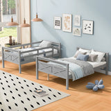 Twin over Full Bunk Bed with ladder, Safety Guardrail, Perfect for Bedroom, Gray