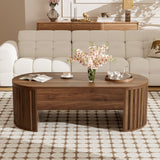 U-Can 47.2''Lift Top Coffee Table with Hidden Compartment, Partially Assembled Wooden Center Table, Modern Oval Lift Tabletop for Home Living Room(OLD SKU: N724P228921D)